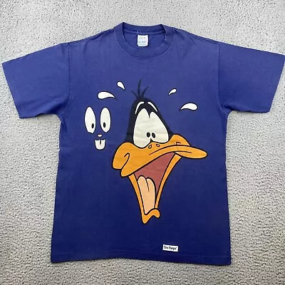 Vtg 1993 Six Flags Warner Bros Big Graphic Daffy Duck T Shirt Blue LARGE 90s USA • $15.39