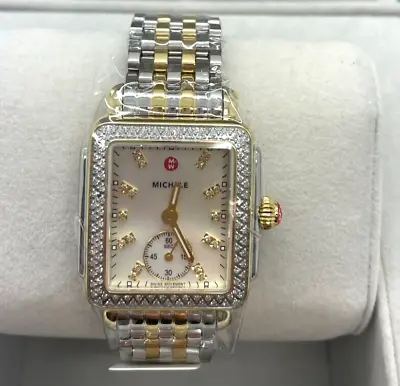 New Michele Deco Mid Two-Tone Diamond Stainless Steel Watch MWW06V000123 • $1795