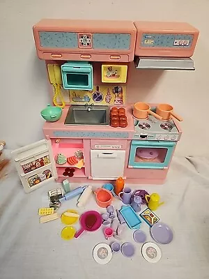 VTG 1991 Meritus Fashion Dolls / Barbie Kitchen Interactive  With Accessories • $59.95