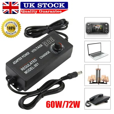 AC/DC 3-12V/9-24V Electrical Power Supply Adapter Charger Variable Voltage NEW • £9.99