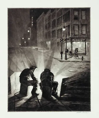 Martin Lewis - Arc Welders At Night (1937) Signed - 17  X 22  Fine Art Print • $79.99