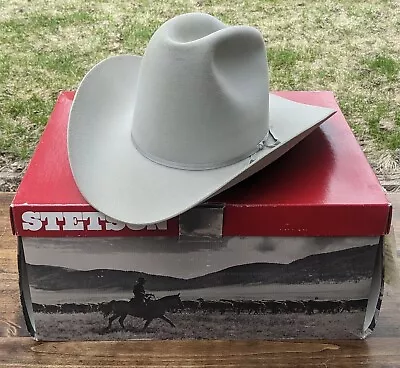 Rare Vintage 5X Beaver Felt Stetson Western Cowboy Hat Cameron 7 1/4 Silver Mist • $199