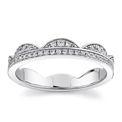 Micro Pave Set 0.50CT Excellent Moissanite In Pure 10K White Gold Crown Band • $330