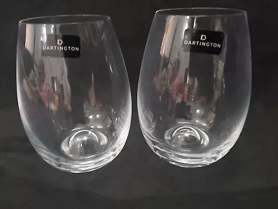 DARTINGTON STEMLESS WINE GLASSES SET 2 NON LEAD CRYSTAL BY Tony Laithwaite 400ml • $28