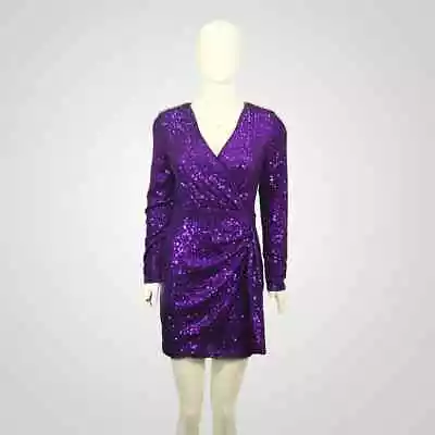 Vintage 1980s Purple Sequin Cocktail Mini Dress Chic • $45