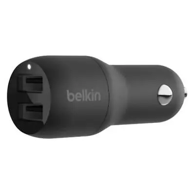 Belkin Dual  USB-A   Car Charger 24W -Black [CCB001BTBK] • $18.67