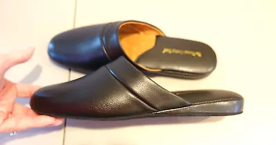 The Vermont Country Store Men's Genuine Black Leather Scuffs Slippers Size 11M • $28