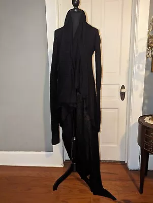 Widow Super Long Black Cardigan Goth Maxi Duster Cotton Large NWT  • $42