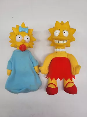 Vintage Maggie + Lisa Simpson Plush Doll Burger King Vinyl Head 8” 1990 TOY LOT • $9.74