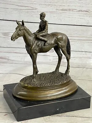 Original Milo Signed Bronze Sculpture Statue Of Jockey Race Horse Office Trophy • $99.50