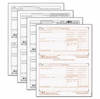 Tops W-2 Tax Forms 4-Part 8 1/2 X 5 1/2 Inkjet/Laser 50 W-2s & 1 W-3 22990 • $5