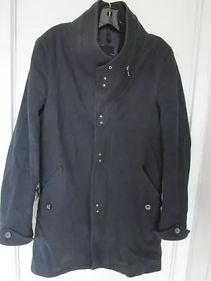 Men's ZARA Jacket/Coat Black Zip/Hook Frontal Closure Cotton Wool Poly Blend Siz • $59.99