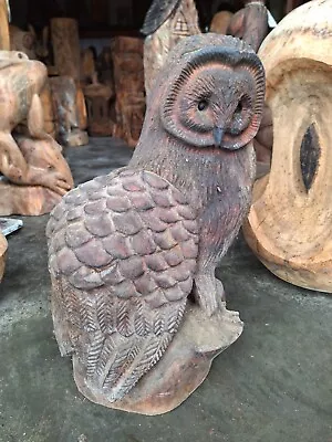 Chainsaw Carving Owl Great Gift Idea Elm Wood Home Garden  Sculpture Art Craft  • £140