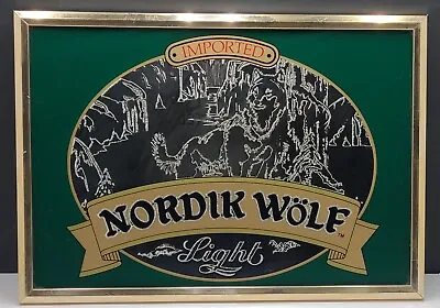 HTF Vintage Nordik Wolf Light Imported Beer Advertisement Mirror Sign Wall Decor • $52.49