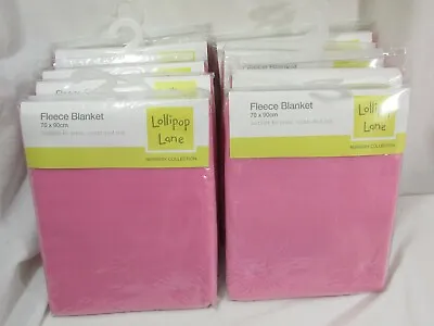 £18.99 • Buy 8 X Pink Fleece Baby Blankets 70 Cm X 90 Cm - Pram, Moses Or Crib -Lollipop Lane