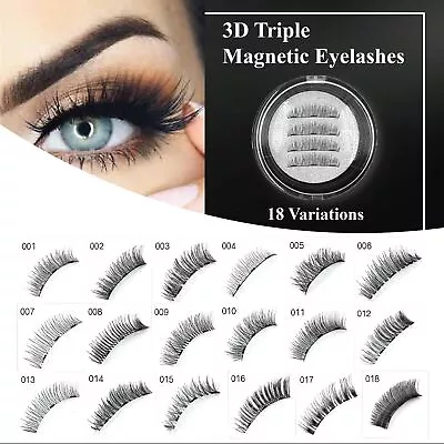 $8.99 • Buy 3D Triple Magnetic Eyelashes 3D Handmade Reusable False Magnet Eye Lash