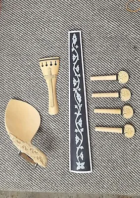 New Carved Violin Parts -Tailpiece/Pegs/Chinrest/Fingerboard - 4/4 Size • $60