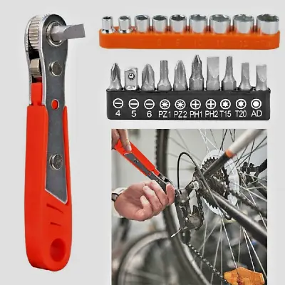 Right Angle Magnetic Screwdriver Mini Ratchet Wrench Drive With Screwdriver Bits • £4.99