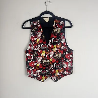 Looney Tunes Vintage 1994 Vest Valentines Red & Black Hearts Top Unisex One Size • £26.06