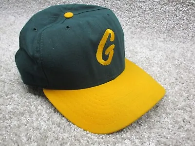 VINTAGE New Era Snap Back Hat Prison Guard G Yellow Green Embroidered Made USA • $68.39