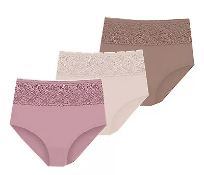 Delta Burke Seamless Briefs With Scalloped Or Lace Waistband Detail - 3-Pack • $16