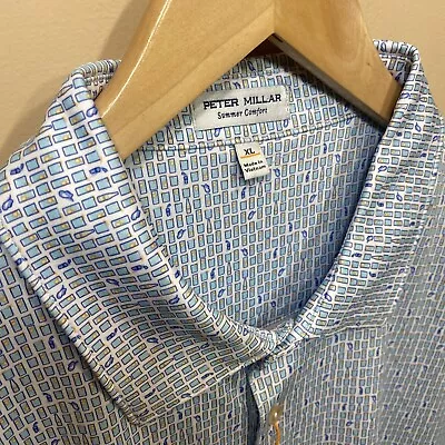 Peter Millar Summer Comfort Golf Polo Short Sleeve Ranch Water Print XL NWT.  D1 • $62.10