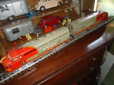 Marx 21 AA Santa Fe DOUBLE Diesel 1950 Vintage Locomotive Original Twin Set  • $175