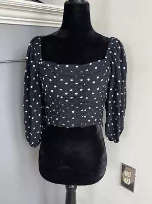 Zara Women’s Crop Top Polka Dot Blouse Shirt Small Puff Sleeve • $22