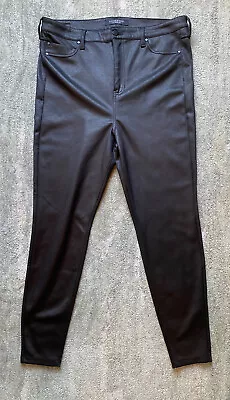 Liverpool Los Angeles Jeans Womens 16/33 Madonna Style Black Coated Shiny Soft • $36.99