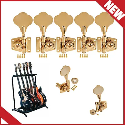 5 String Bass Guitar Tuners Tuning Pegs Keys Machine Heads Open Gear 4R1L Gold • $30.68