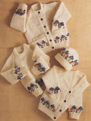 1482 Child's Sweater Cardigan Hat 22-28  Aran Vintage Knitting Pattern Reprint • £3.49