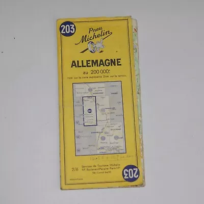 Vintage Michelin Map No 203 Of Allemagne France • £0.99