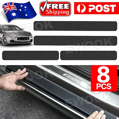 8pcs Car Door Sill Scuff Protector Plate Sticker Carbon Fibre Cover Anti-Kick AU • $7.95
