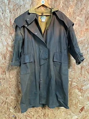#T17 Vintage Claybourn Oil Skin Cotton Riding Coat (Size 3 - Made In Australia) • £51.99
