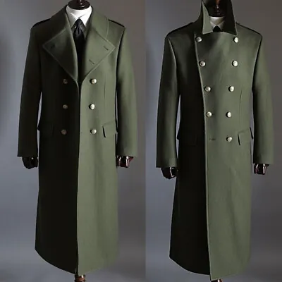 Winter Men's Military Wool Long Jackets Army Green Warm Overcoats Windbreakers • $109.99