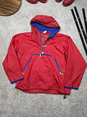 Vintage Sierra Designs Anorak Jacket Mens Large Nylon Loose Hooded Red Rain Coat • $18.37