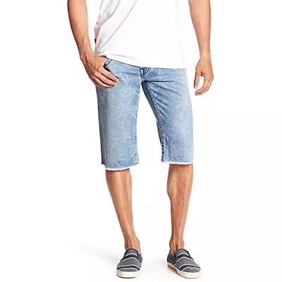 True Religion Palm Monogram Cut-Off Shorts Indigo Grove 33 W • $129.50