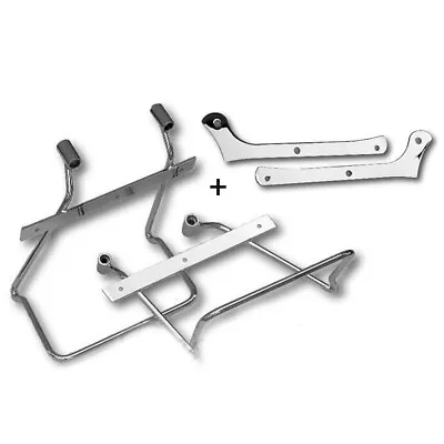 Yamaha XV535 Virago Chrome Saddlebag Pannier Support Brackets Bars + Reloc.kit • $180.27