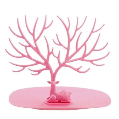 £8.49 • Buy Display Pink Jewelry Tree Deer Stand Holder Rack Show Earring Necklace Ring