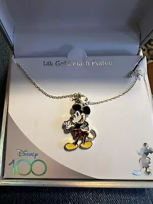 Disney 100 Mickey Mouse 14k Gold Flash Plated Necklace New In Box • $25