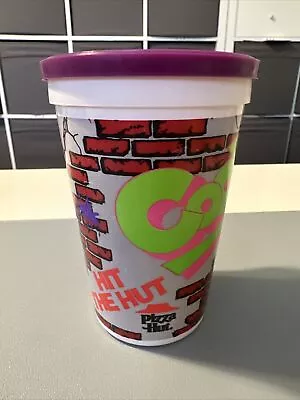 Vintage 1992 Pizza Hut Plastic Kids Cup W/Lid Hit The Hut Graffiti On Brick Wall • $13.99