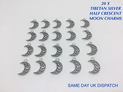 £2.99 • Buy 20 X Half Crescent Moon Tibetan Metal Charms Bracelet Jewellery Pendant Making