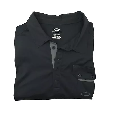 Oakley Golf Polo Shirt Mens 2XL XXL Black Pocket Performance Stretch Embroidered • $28