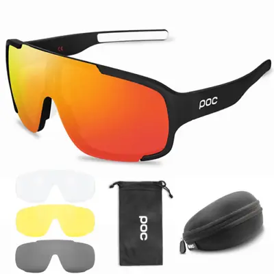 POC Cycling Biker Glasses Sunglasses UV400 Polarized Glasses W/ 4pc Replace Lens • $10.99