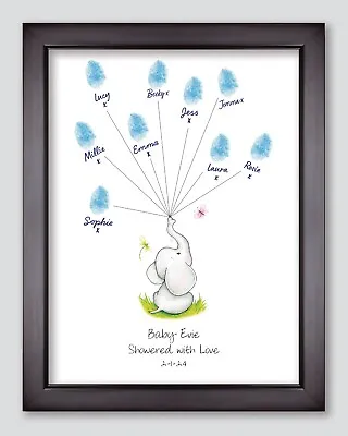 Baby Shower Personalised Showered Love Elephant Print Guestbook Alternative A4  • £9.99