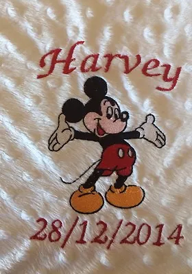 Personalised Dimple Fleece Baby Blanket Mickey Mouse • £20