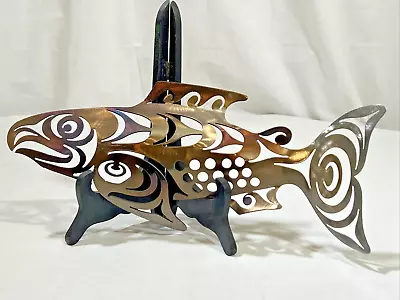 Steel Sculpture | Chinook Salmon By Joe Wilson Steel Sculpture Wall Art Fish VTG • $49.99