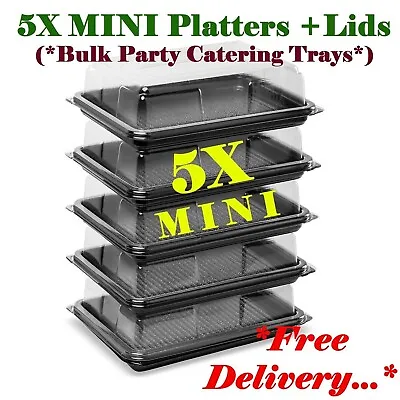 £13.99 • Buy 5X Sandwich Platters Trays Plastic MINI + Lids For Party Food Cake Buffet Caters