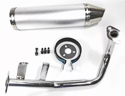 GY5 50cc Scooter Performance Exhaust Muffler 4 Stroke QMB139 Silver Cannister • $58.99