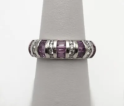 Platinum Ring/Band With 0.56cts Diamonds And 1.77ct Natural Pink Sapphires • $2401.57